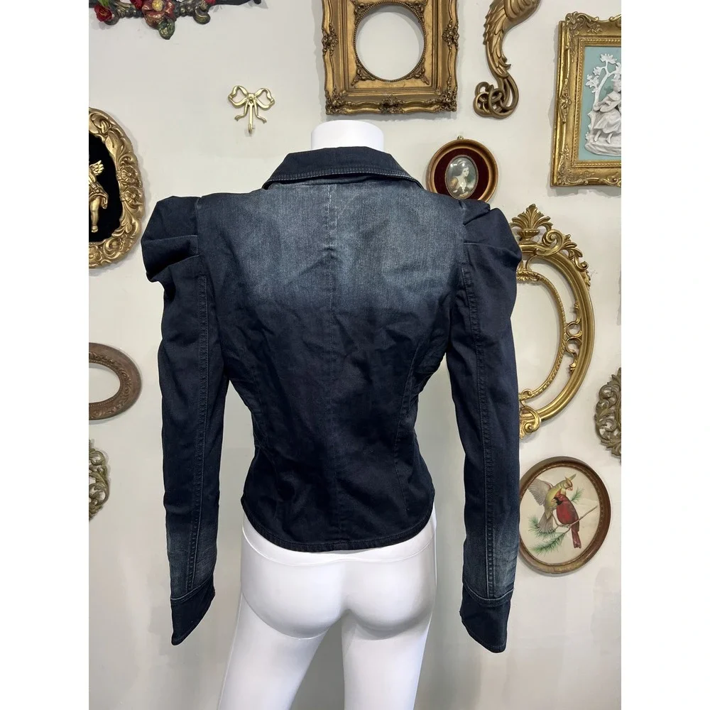 vintage Vero Moda Denim Jacket Puff Shoulder Y2K Radio Denim Jacket Size XS